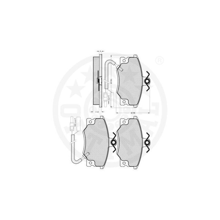 Stabdžių trinkelių rinkinys, diskinis stabdys OPTIMAL 9520
