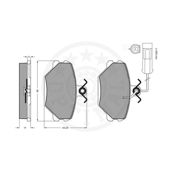 Stabdžių trinkelių rinkinys, diskinis stabdys OPTIMAL 9542