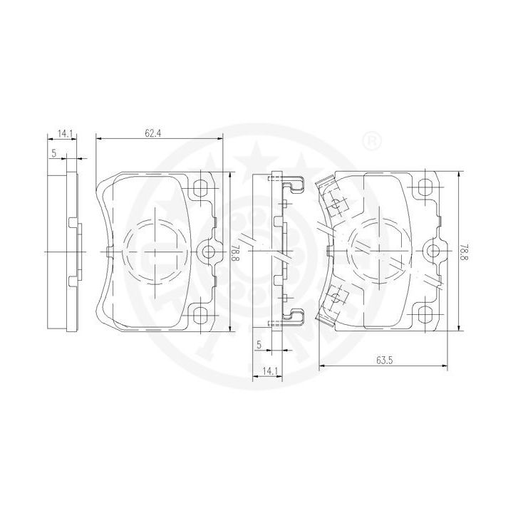 Stabdžių trinkelių rinkinys, diskinis stabdys OPTIMAL 9552