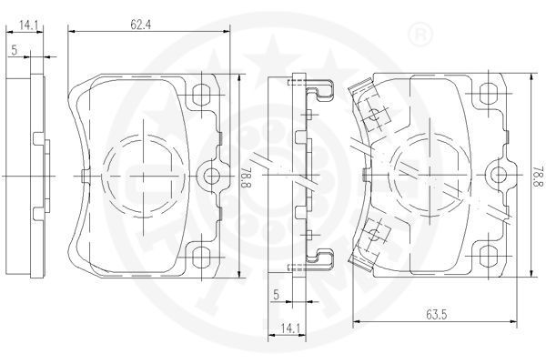 Stabdžių trinkelių rinkinys, diskinis stabdys OPTIMAL 9552