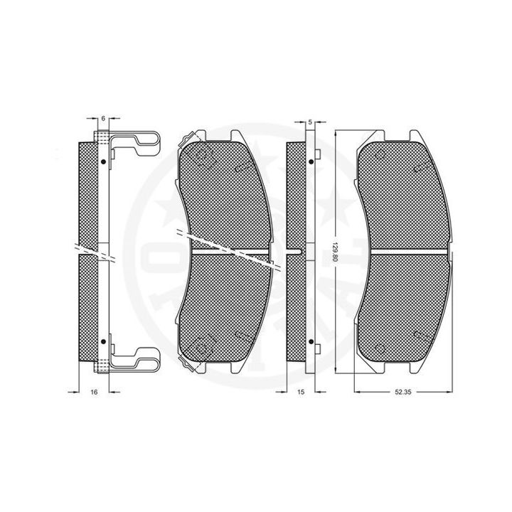 Stabdžių trinkelių rinkinys, diskinis stabdys OPTIMAL 9554