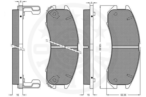 Stabdžių trinkelių rinkinys, diskinis stabdys OPTIMAL 9554