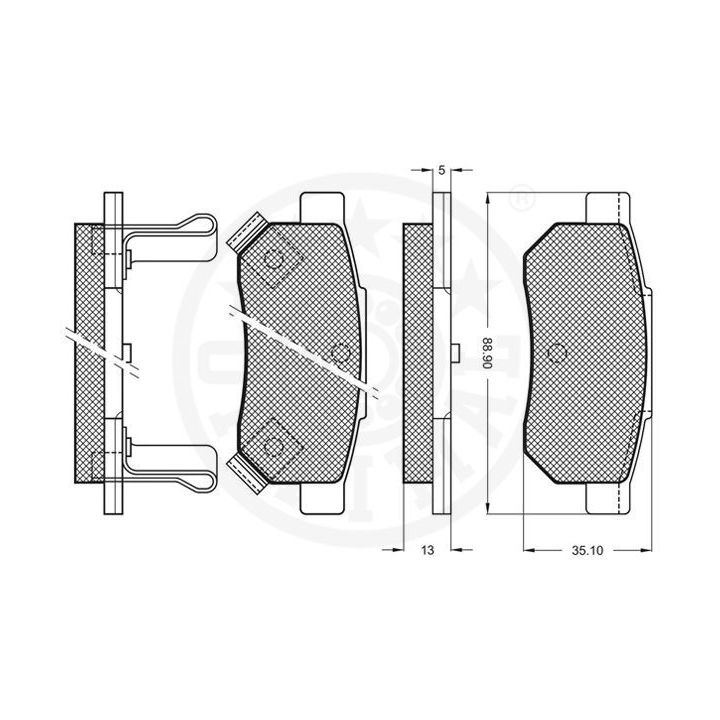 Stabdžių trinkelių rinkinys, diskinis stabdys OPTIMAL 9572
