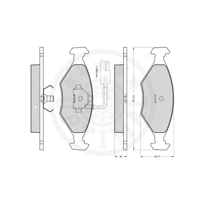 Stabdžių trinkelių rinkinys, diskinis stabdys OPTIMAL 9582