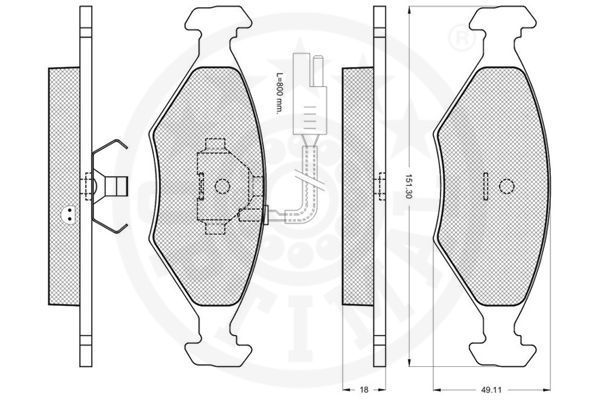 Stabdžių trinkelių rinkinys, diskinis stabdys OPTIMAL 9582