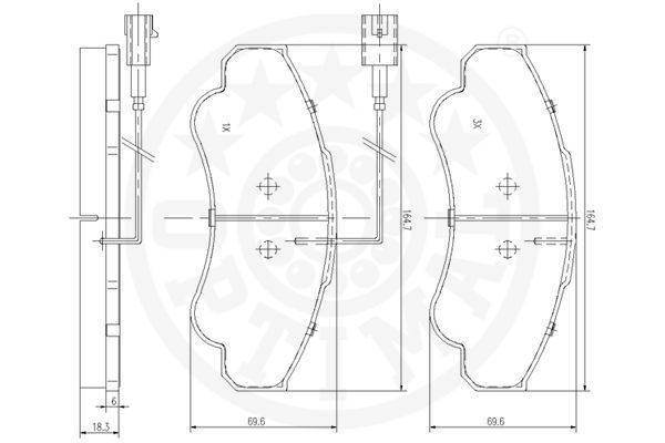 Stabdžių trinkelių rinkinys, diskinis stabdys OPTIMAL 95901