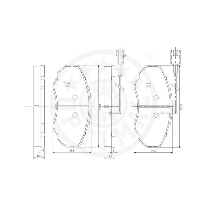 Stabdžių trinkelių rinkinys, diskinis stabdys OPTIMAL 96001