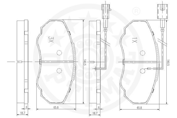 Stabdžių trinkelių rinkinys, diskinis stabdys OPTIMAL 96001