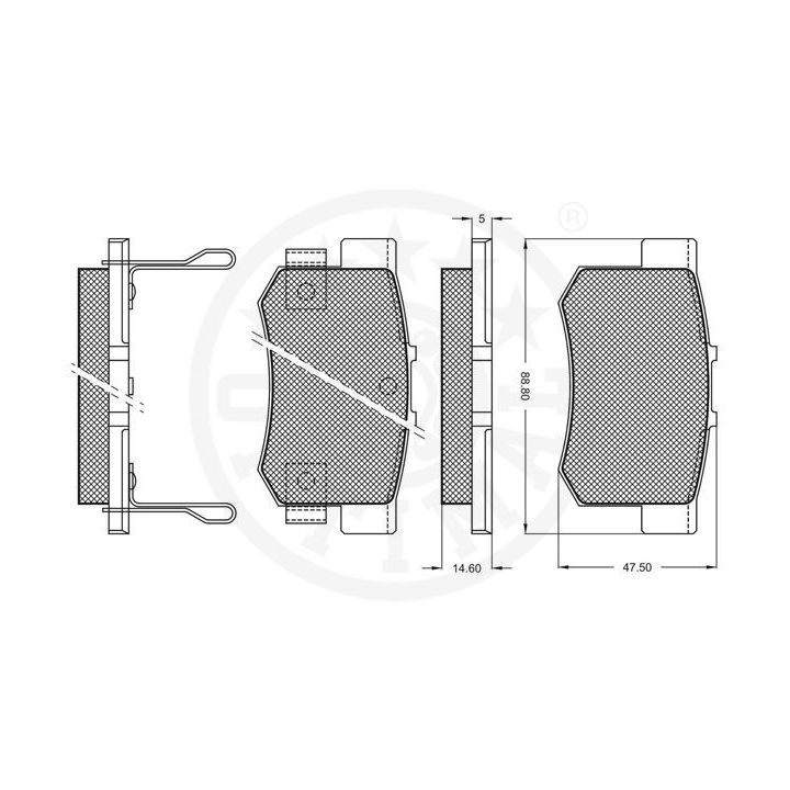 Stabdžių trinkelių rinkinys, diskinis stabdys OPTIMAL 9654