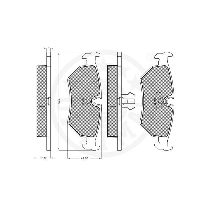 Stabdžių trinkelių rinkinys, diskinis stabdys OPTIMAL 9676