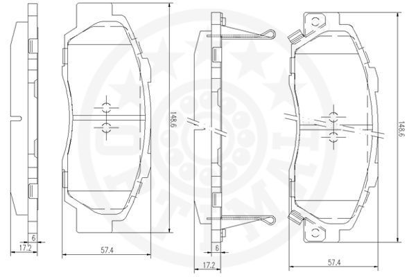 Stabdžių trinkelių rinkinys, diskinis stabdys OPTIMAL 9708