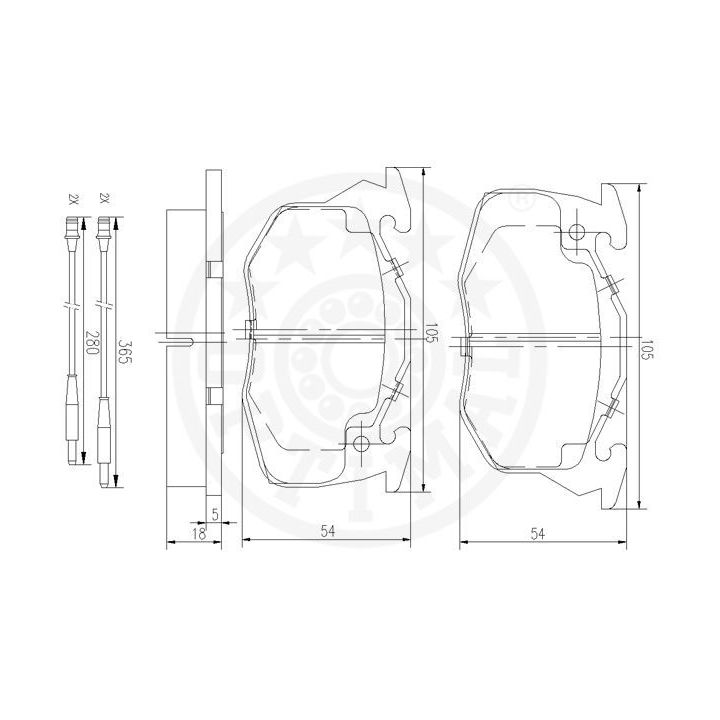 Stabdžių trinkelių rinkinys, diskinis stabdys OPTIMAL 9750
