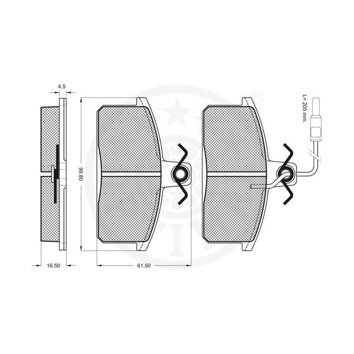 Stabdžių trinkelių rinkinys, diskinis stabdys OPTIMAL 9798