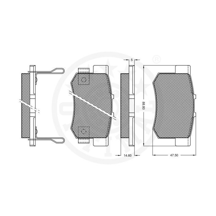 Stabdžių trinkelių rinkinys, diskinis stabdys OPTIMAL 9823