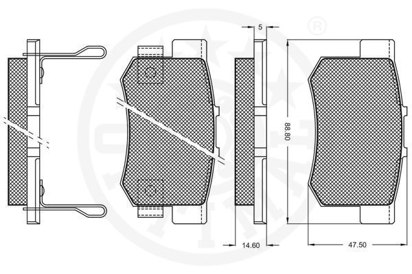 Stabdžių trinkelių rinkinys, diskinis stabdys OPTIMAL 9823