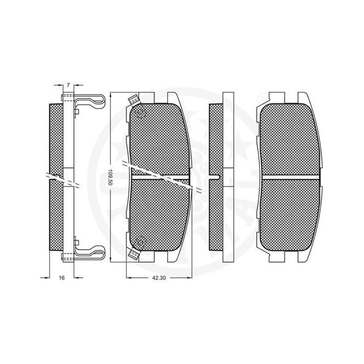 Stabdžių trinkelių rinkinys, diskinis stabdys OPTIMAL 9828