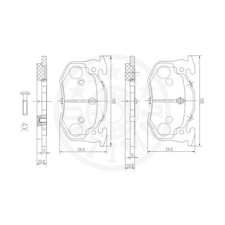 Stabdžių trinkelių rinkinys, diskinis stabdys OPTIMAL 9858