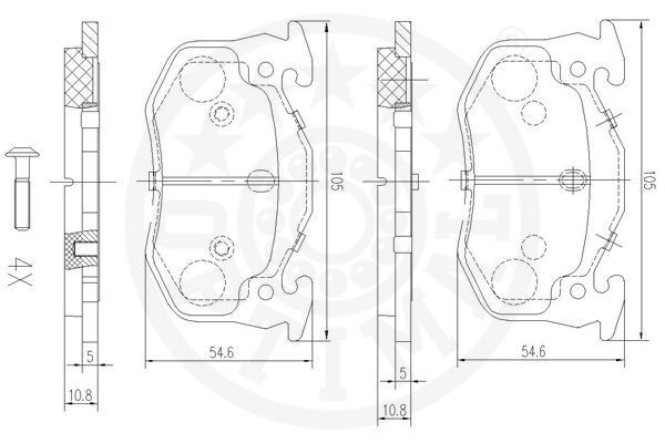 Stabdžių trinkelių rinkinys, diskinis stabdys OPTIMAL 9858