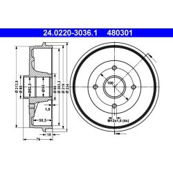 Stabdžių būgnas ATE 24.0220-3036.1