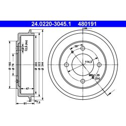 Stabdžių būgnas ATE 24.0220-3045.1