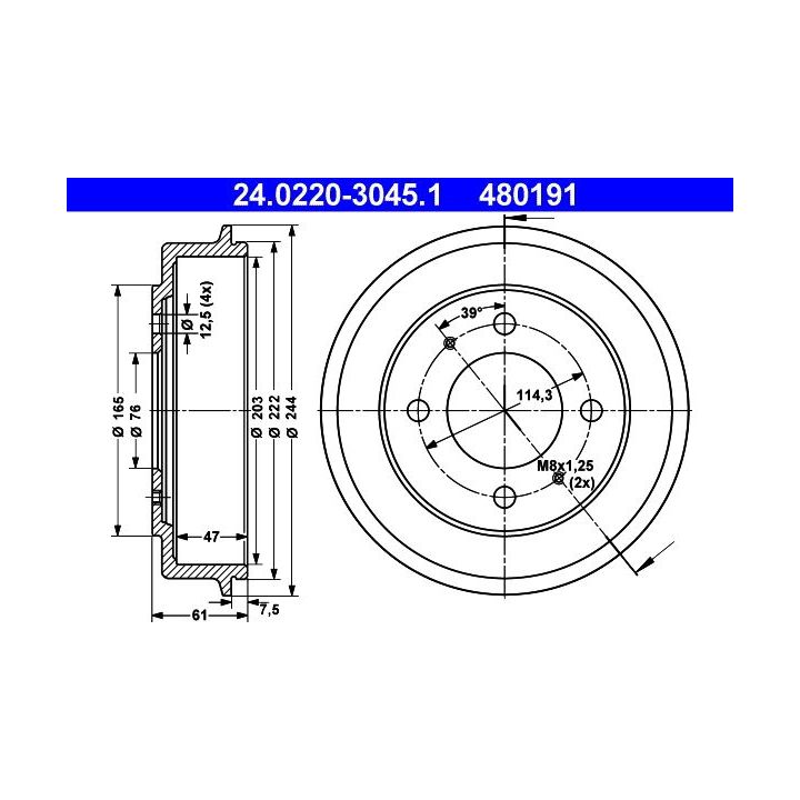 Stabdžių būgnas ATE 24.0220-3045.1