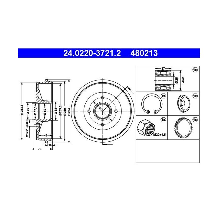 Stabdžių būgnas ATE 24.0220-3721.2