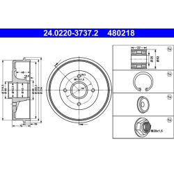Stabdžių būgnas ATE 24.0220-3737.2