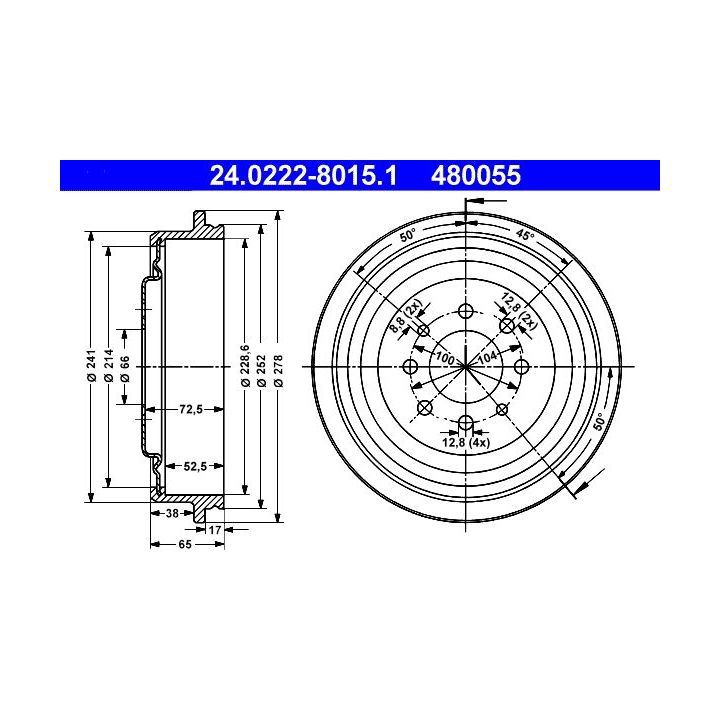 Stabdžių būgnas ATE 24.0222-8015.1