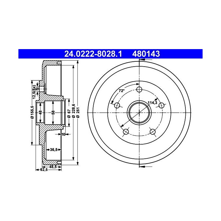 Stabdžių būgnas ATE 24.0222-8028.1