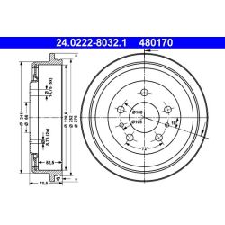 Stabdžių būgnas ATE 24.0222-8032.1