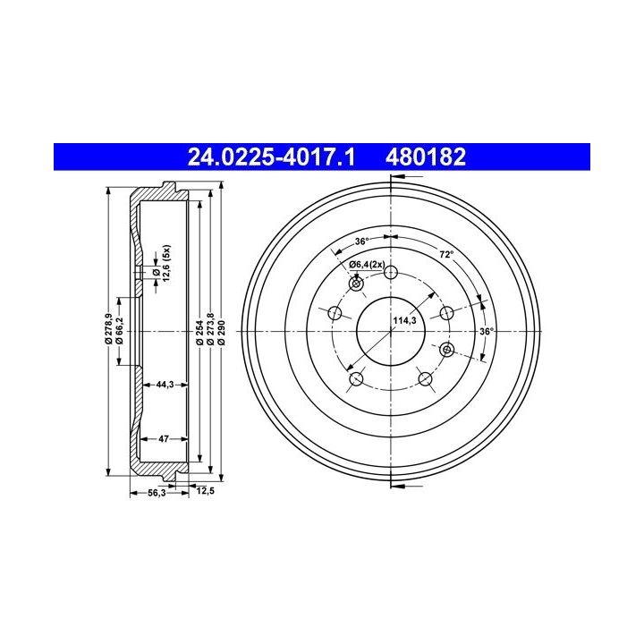 Stabdžių būgnas ATE 24.0225-4017.1