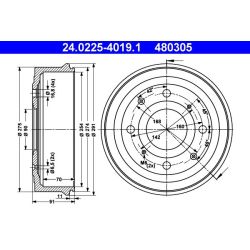 Stabdžių būgnas ATE 24.0225-4019.1