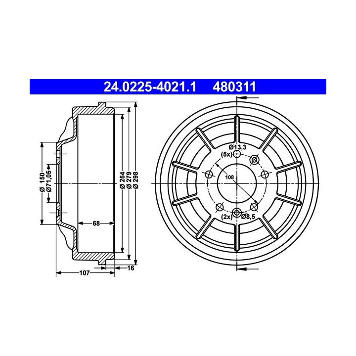 Stabdžių būgnas ATE 24.0225-4021.1