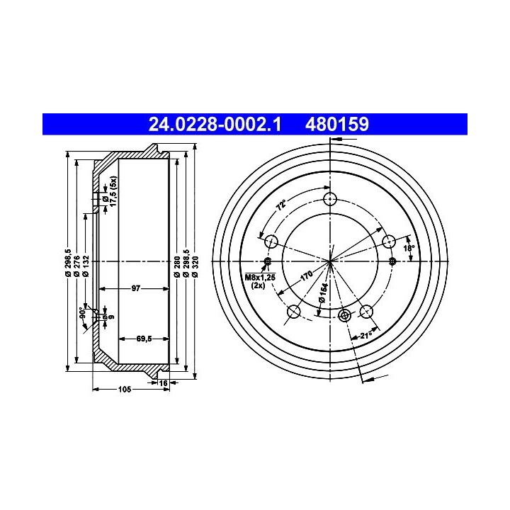 Stabdžių būgnas ATE 24.0228-0002.1