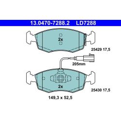 Stabdžių trinkelių rinkinys, diskinis stabdys ATE 13.0470-7288.2