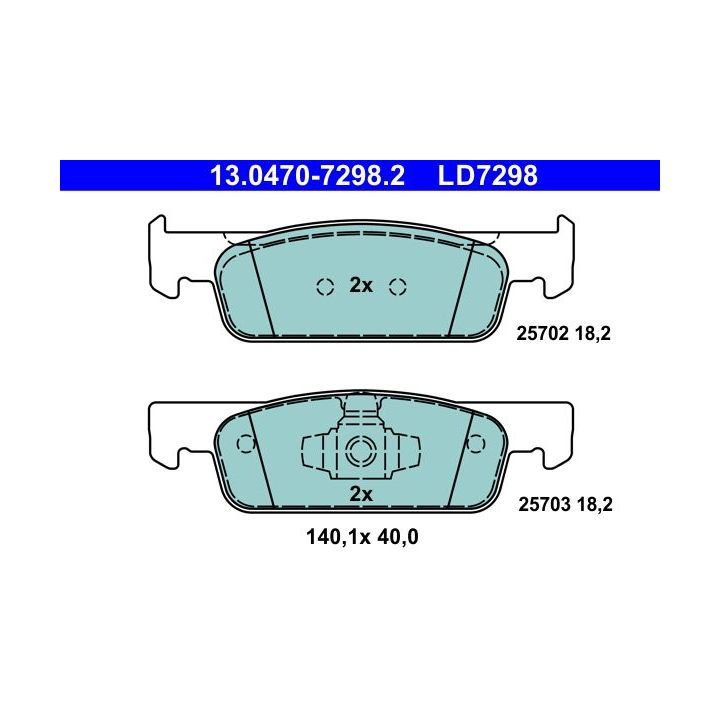 Stabdžių trinkelių rinkinys, diskinis stabdys ATE 13.0470-7298.2