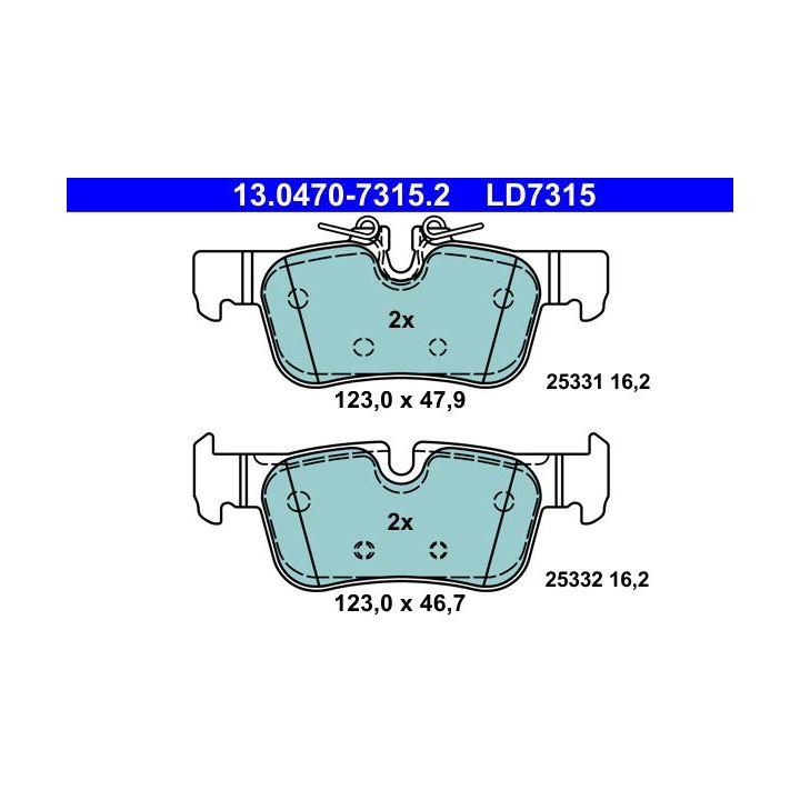 Stabdžių trinkelių rinkinys, diskinis stabdys ATE 13.0470-7315.2