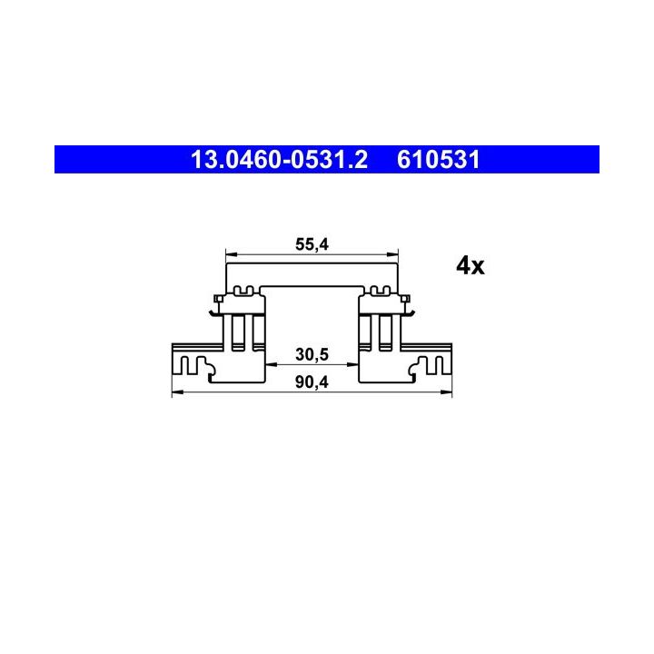 Priedų komplektas, diskinių stabdžių trinkelės ATE 13.0460-0531.2