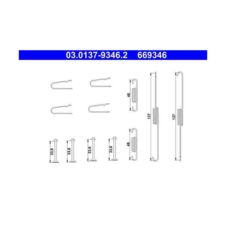Priedų komplektas, stabdžių trinkelės ATE 03.0137-9346.2