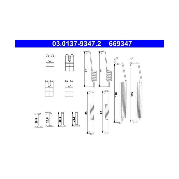 Priedų komplektas, stabdžių trinkelės ATE 03.0137-9347.2