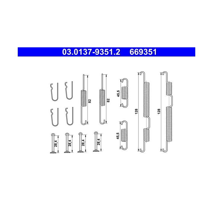 Priedų komplektas, stabdžių trinkelės ATE 03.0137-9351.2