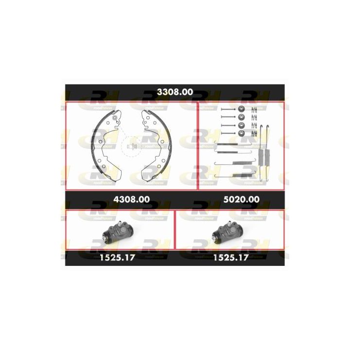 Stabdžių rinkinys, būgniniai stabdžiai ROADHOUSE 3308.00