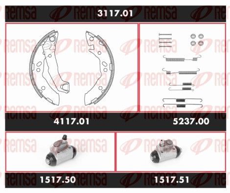 Stabdžių rinkinys, būgniniai stabdžiai REMSA 3117.01