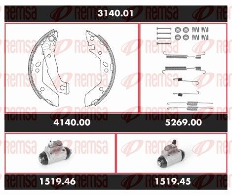 Stabdžių rinkinys, būgniniai stabdžiai REMSA 3140.01