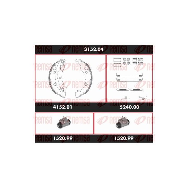 Stabdžių rinkinys, būgniniai stabdžiai REMSA 3152.04