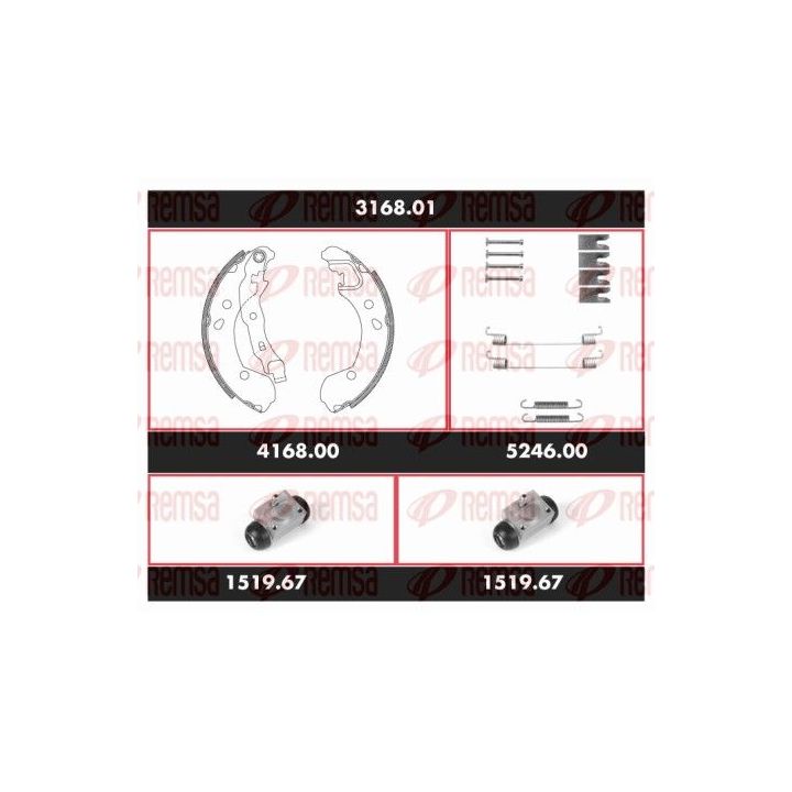 Stabdžių rinkinys, būgniniai stabdžiai REMSA 3168.01