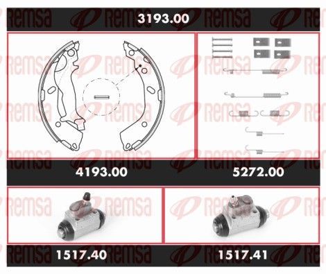 Stabdžių rinkinys, būgniniai stabdžiai REMSA 3193.00