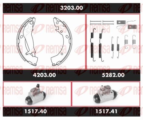 Stabdžių rinkinys, būgniniai stabdžiai REMSA 3203.00