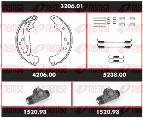 Stabdžių rinkinys, būgniniai stabdžiai REMSA 3206.01