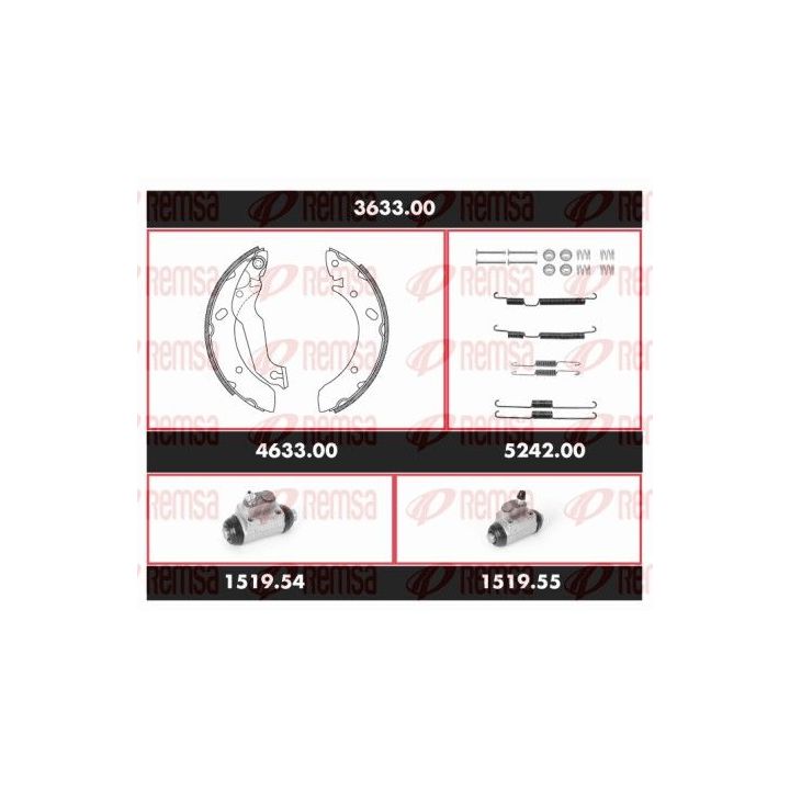 Stabdžių rinkinys, būgniniai stabdžiai REMSA 3633.00